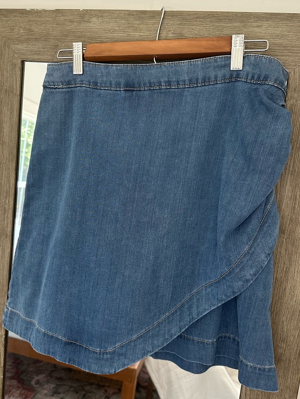 White House Black Market lightweight denim Asymmetrical Denim Wrap Skirt